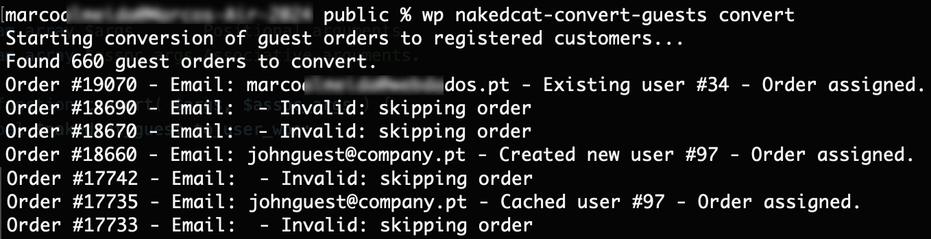 Use WP-CLI to convert all guest orders into registered customers