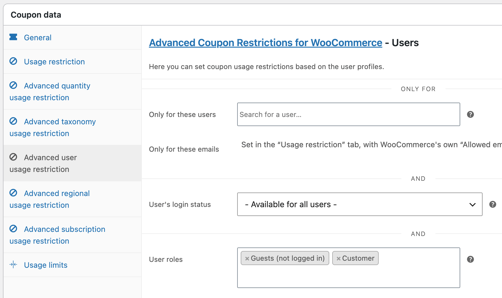 Allow a user role and guests to use a WooCommerce coupon